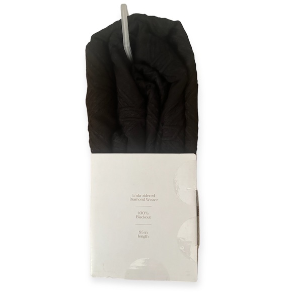 Everhome Embroidered Diamond Wave Balck Blackout Wall Art Curtains NWT - Picture 3 of 7